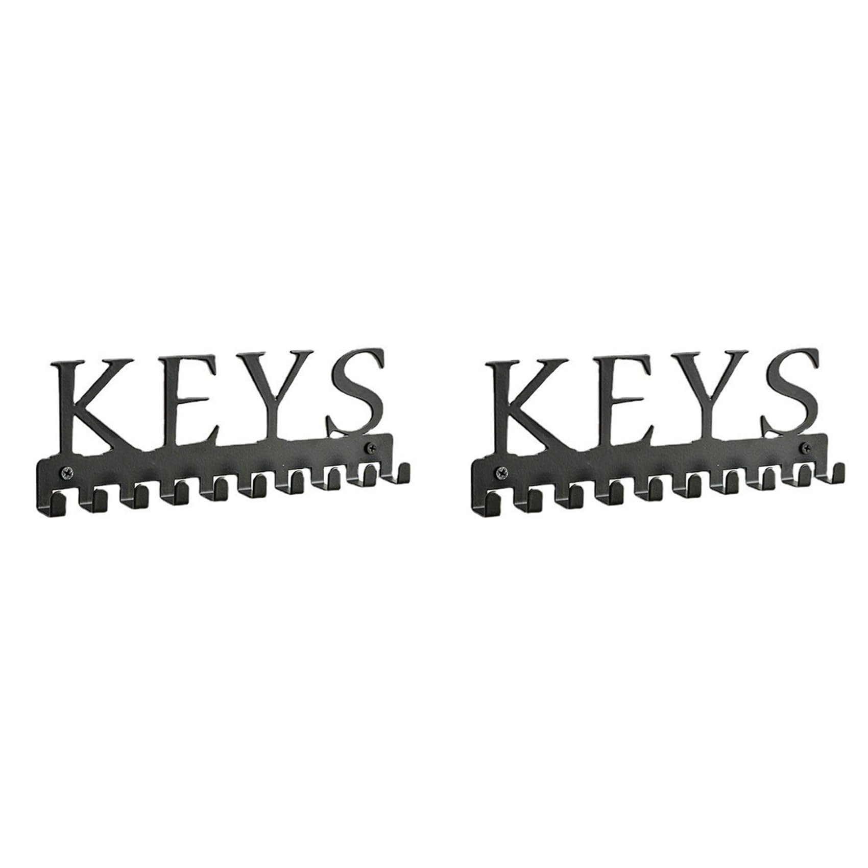 Vjsujehgy 2X Key Holder Wall Mount, Black Key Hanger Wall Decorative Key Rack Organizer Metal Keychain Holder with 10 Key Hooks