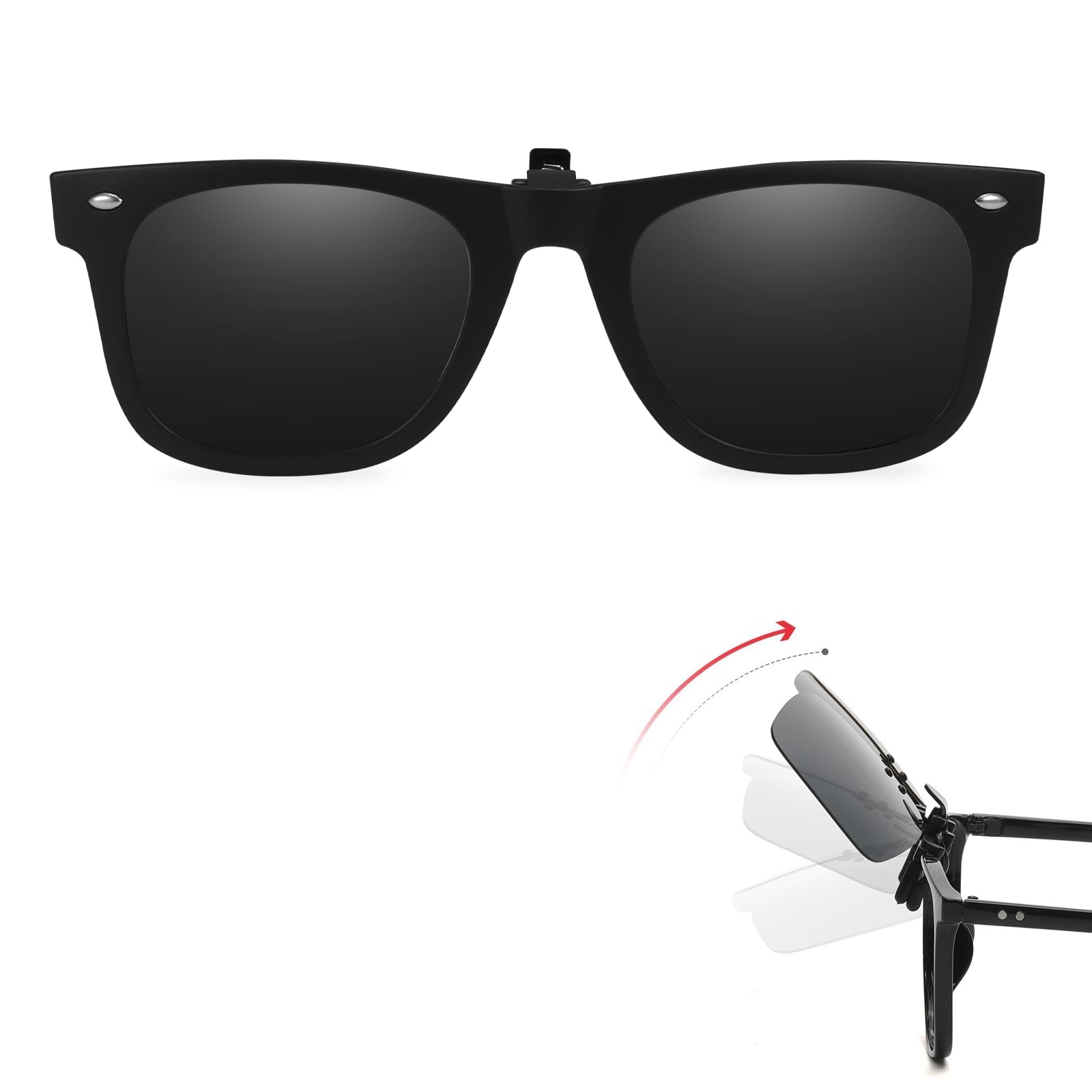 Trysee Clip-on Flip Sunglasses Over Prescription Glasses for Men