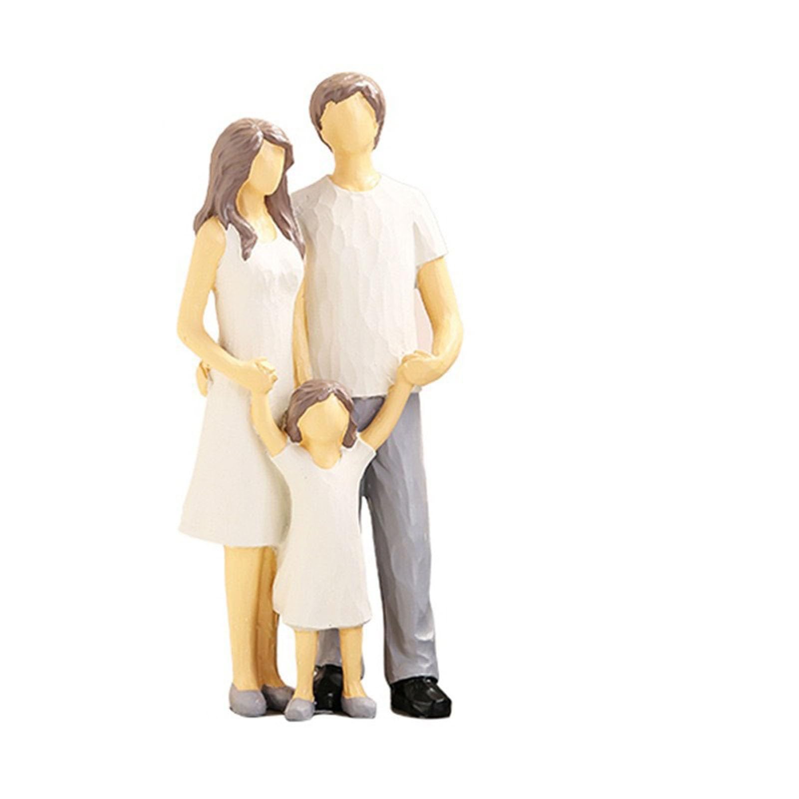 YUZDNM Family of 3 Figurines Sculpture, Parents and Son Statues, Family Figurine of 3,Family Joy Time Figurines, Wedding Gift