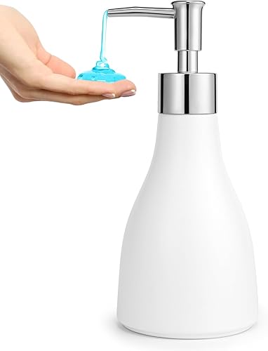 Dispensador de jabón de cerámica para baño, dispensador de líquido de mano de 8.5 onzas con bomba de plástico a prueba de óxido para cocina