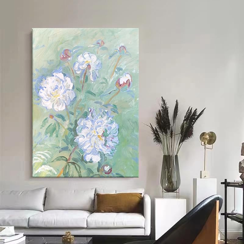 Œuvre d'art florale impressionniste moderne texture verte peinte à la main - 3