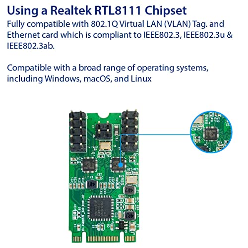 Image of I /O Crest M.2 (B & M-Key) PCIe Interface Single Port Gigabit Ethernet Modules NIC RealTek RTL8111H Chipset