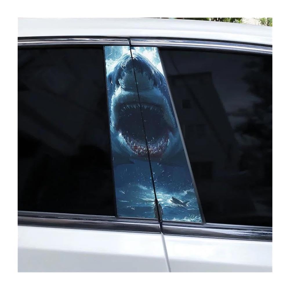 Body Parts 1pair Car Door Pillar Decoration Sticker Horror Shark Sticker DIY Car Center Column Sticker(K)