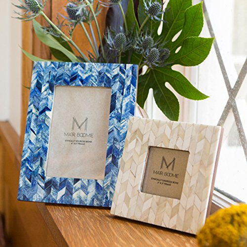 Matr Boomie Hand Carved Bone (Cruelty-Free) 4X6 Picture Frame Chevron Pattern - 3
