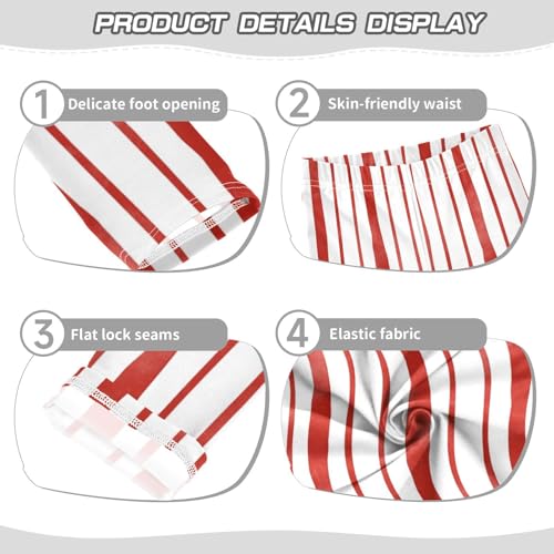 Girls' Leggings Ankle Length Printed Leggings Red White Stripe Soft Comfortable Pants for Kids 4-10 Years4