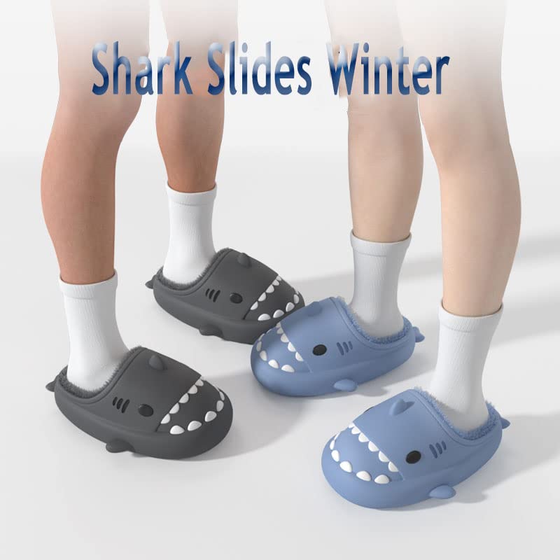 Zureto Shark Slides Winter, Adults and Kids Winter Plush Warm Slippers, Soft Comfy Shark Slippers2