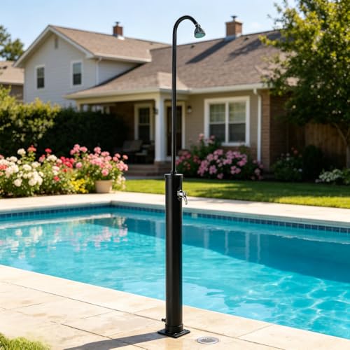 Bonnlo Douche Solaire 10L, Douche Exterieur Solaire avec Pommeau de Douche Douchette et Robinet, Eau Chaude et Température réglable, Idéal pour Jardin Plage...