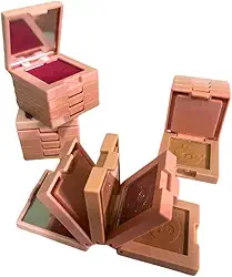 Mini Quarteto 4 em 1 Blush, Contorno, Iluminador e pó Lua a Neve Paleta de Viagem com Espelho (Cor 03, 1 Unidade)