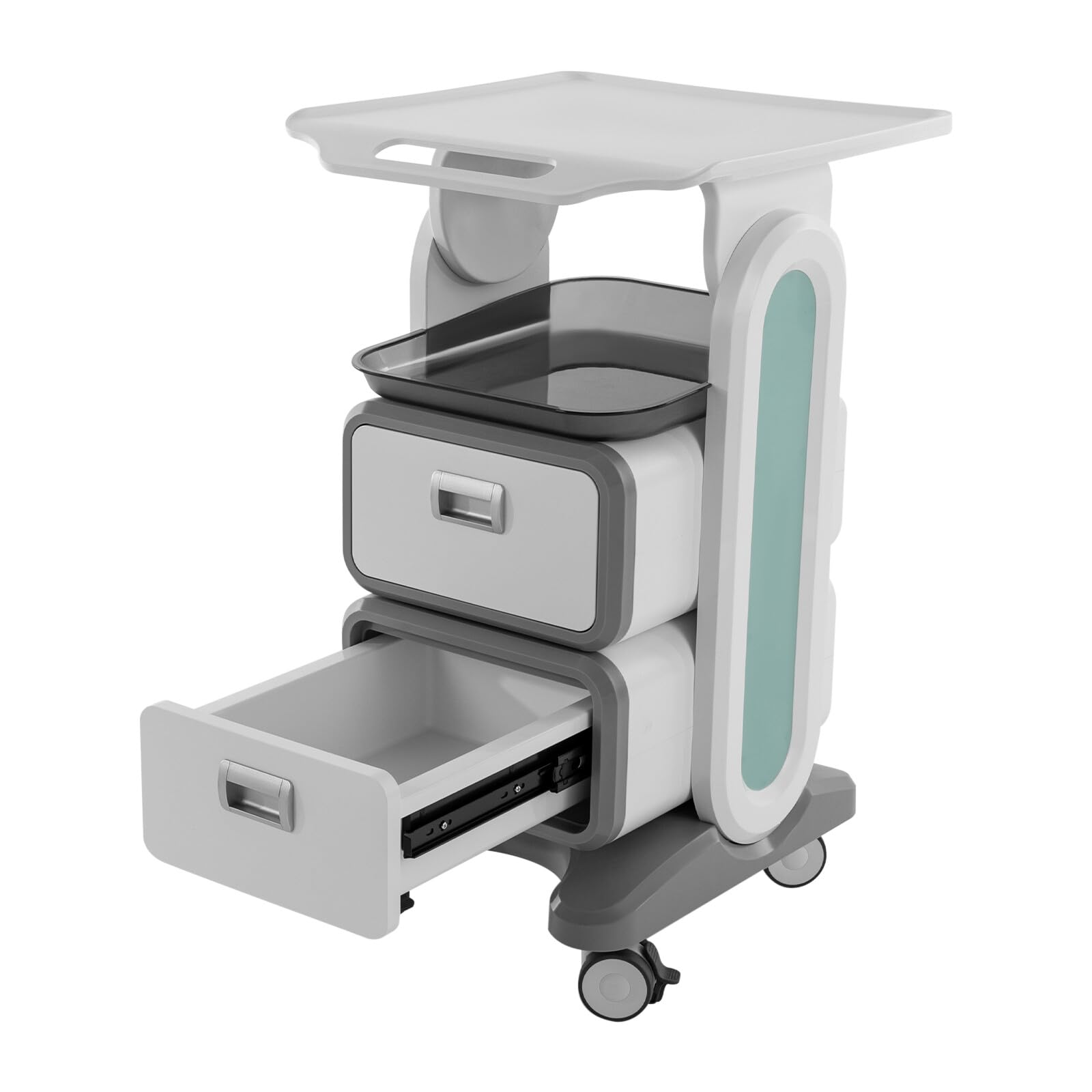 Chariot médical avec 2 tiroirs et étagère supérieure - Chariot de laboratoire ABS - Chariot de salon - 60 kg - Chariot de service médical pour laboratoire, clinique, hôpital, salon