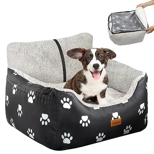 FeliBebe Small Dog Car Seat for Small Dogs Under 25, Detachable Washable Dog Booster Seat Pet Carseat with Storage Pockets, Clip-On Safety Leash, Perfect Dog Car Carrier for Travel