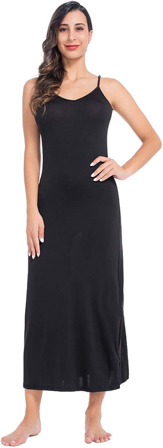 MANCYFIT Long Slips for Under Dresses Full Length Adjustable Spaghetti