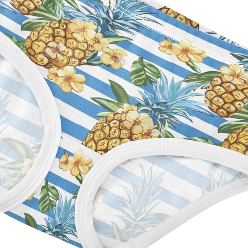 ZZKKO Summer Pineapple Blue Stripe Girls Underwear Toddler Panties for Girls Comfort Brief Size 2-8T3
