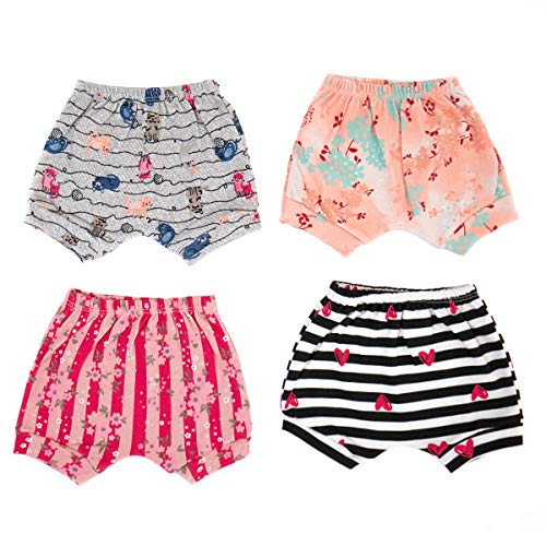 Kit 5 Peças Shorts de Bebê Menina Suedine 100% Algodão Desenho do Tecido:Estampado/Sortido;Tamanho:P