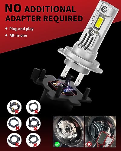 Image of LASFIT BEAM H7 Light Bulbs, 2025 Upgrade Super Bright 6000K Cool White Fog Light Bulbs, No Adapter Required, Real 1:1 Mini Size with Cooling Fan, Plug and Play Non-Polarity, Pack of 2