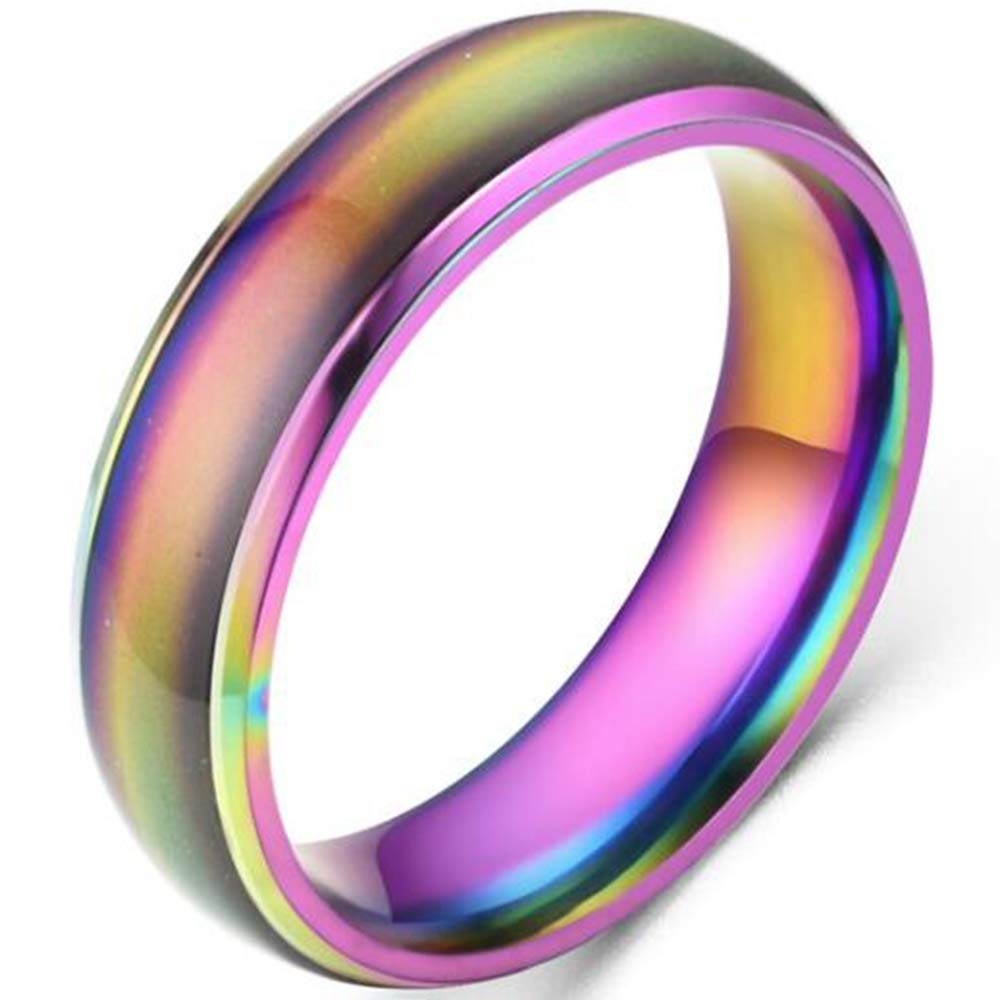 Jude Jewelers 4mm Stainless Steel Temperature Sensative Color Changing Wedding Band Mood Ring