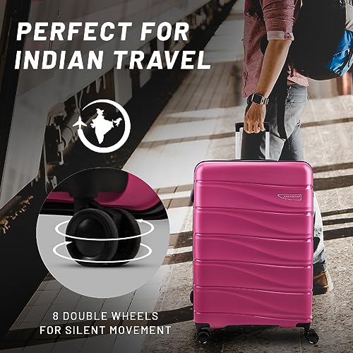 Image of Aristocrat Plastic Olympus, Cabin, Medium & Large Luggage (Set of 3), Rose Red, Hardcase,8 Wheel Spinner Suitcase,Fixed Combination Lock, Spacious, for Men & Women, 7 Year Warranty, 54 Cm