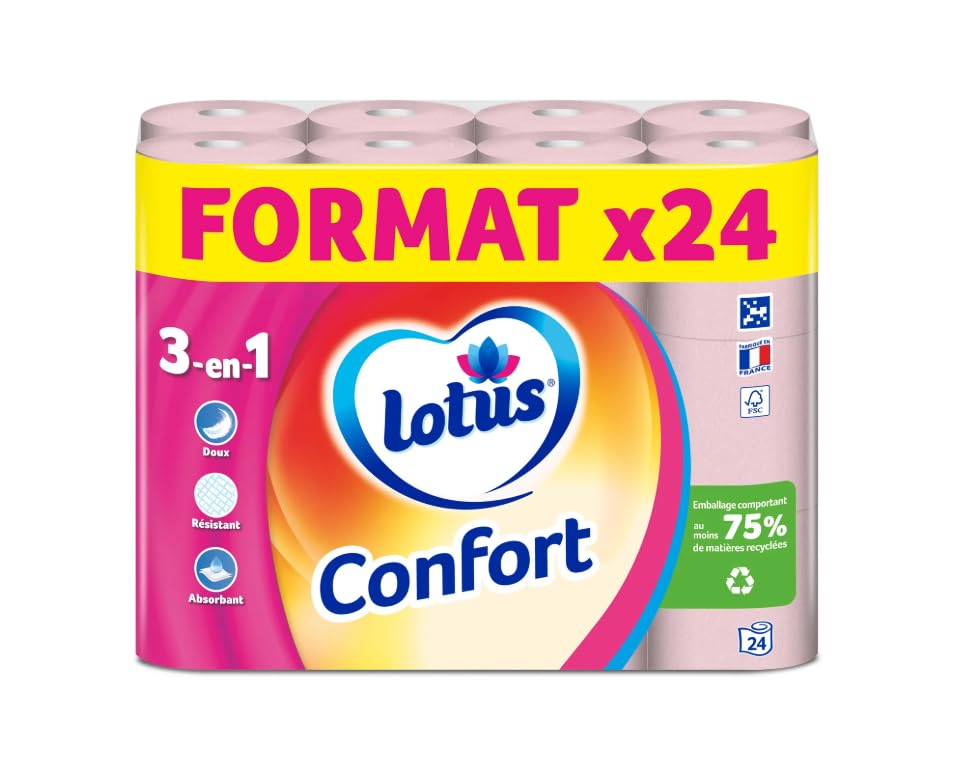 Rose - Carta igienica formato 96 rotoli (4 x 24 rotoli), 2 veli, rosa morbida e resistente