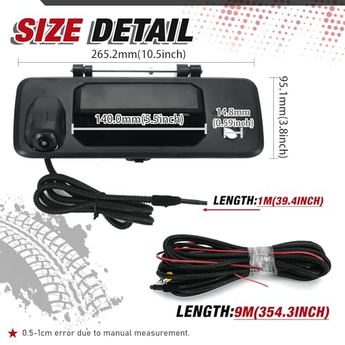 Image of Rear Tailgate Handle w /Backup Camera & Key Hole Comes with RCA Plug for Toyota Tundra 2014-2019 Toyota Tacoma 2016-2020 69090-0C090