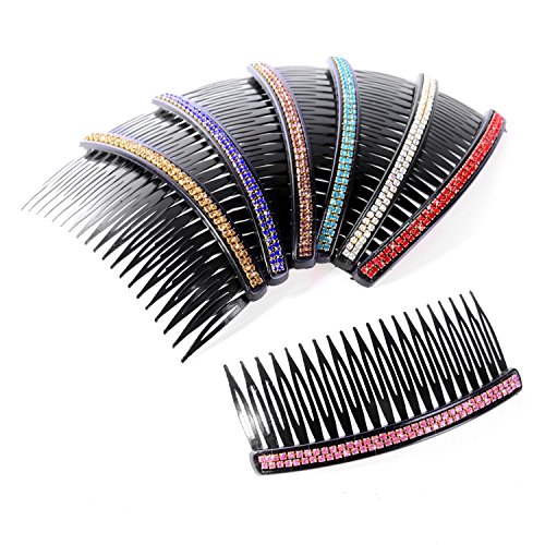 6Pcs 20 Teeth Plastic Assorted Colors Rhinestone Comb Clip Bridal Hair Combs Accessory for Girls Women(Random Color)