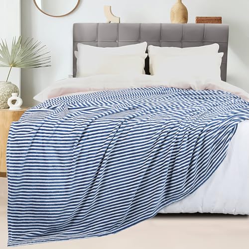 Image of BSB HOME Polyester Premium Plush Single Blanket|300 GSM Lightweight Cozy Ultrasoft for Bed, Sofa, Travel & Camping| 228x152 cm Blue & White| TC - 220