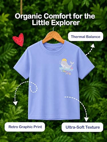 Image of Kidbea Bamboo Unisex Kids T-Shirt Ultra-Soft Premium Half Sleeve Graphic Tee for Boys & Girls, Casual Summer Wear for Toddlers & Kids