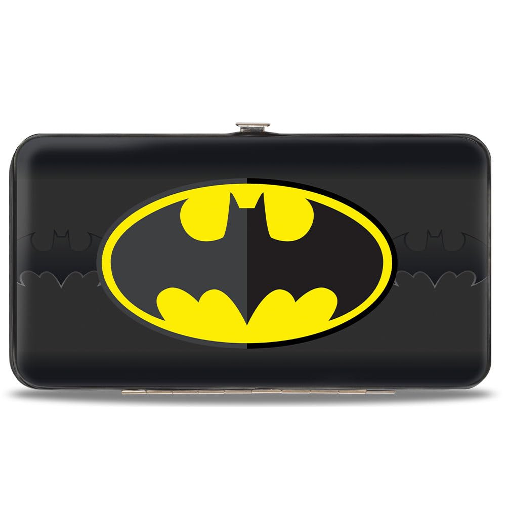 unisex adults Buckle-down Hinge - Batman Icon Centered/Bat Signal Stripe Black/Yellow/Grays Wallet, Multicolor, 7 x 4 US