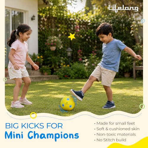 Image of Lifelong Mini Football for Kids | Soft PVC Football | Lightweight Training Ball | Indoor & Outdoor Play | Beach, Pool & Playground Play | Yellow | 5.8 inches