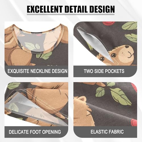 ALAZA Capybaras Cherry Fruit Pajamas Short Sleeve 2 Piece Sleepwear Top and Bottom Pajama Set Unisex4