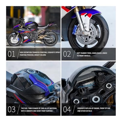 Image of Compatible for B-m-w S 1000RR Motorcycle DieCast Model, Suspension and Hand Free Roller, Toy Motorcycle Collection with Music Lighting Toy for Kids (B-M-W S 1000RR - Black)