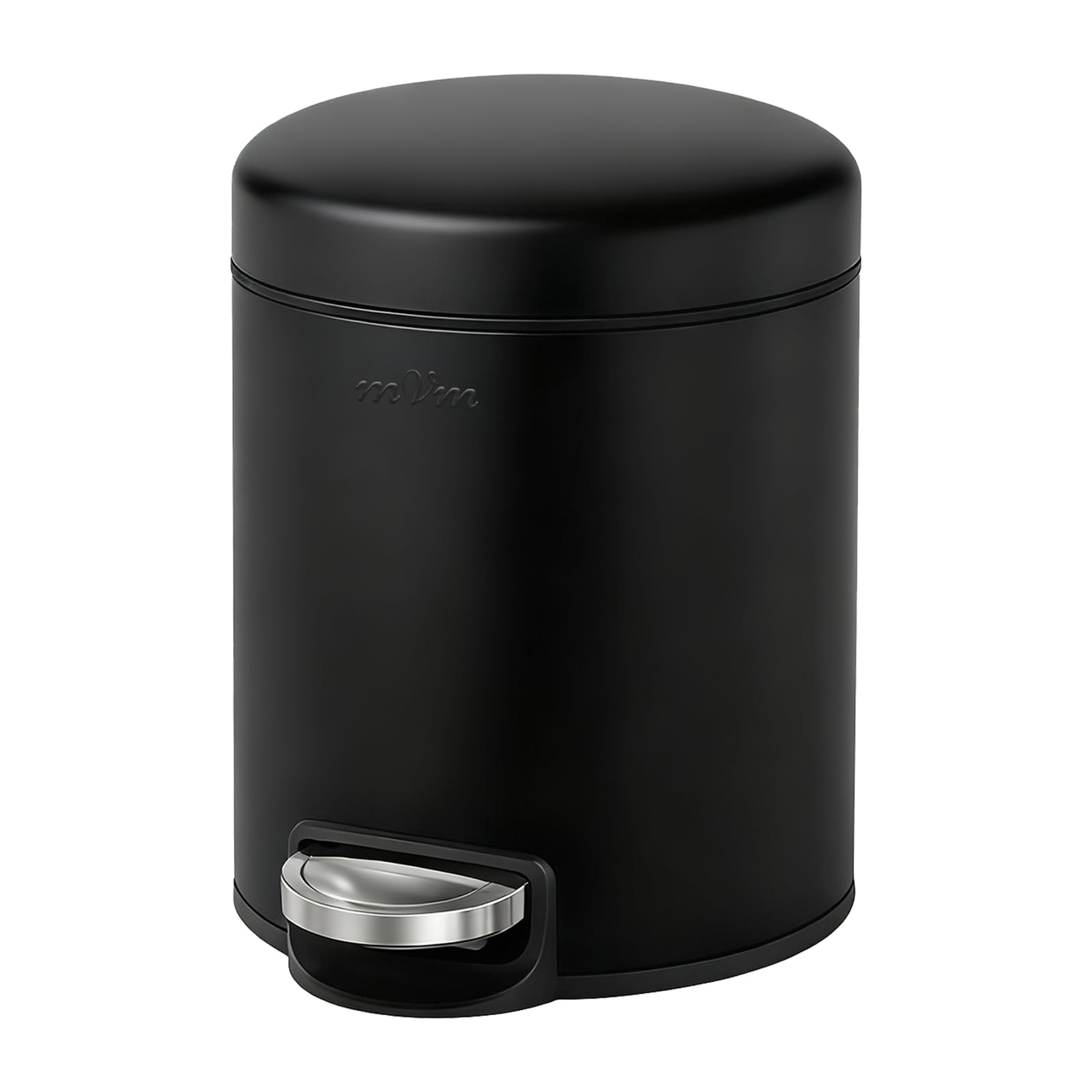 mVm 3L Bathroom Bin, Stainless Steel Bin with Lid, Pedal Bin, Black