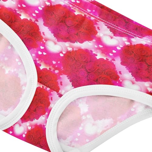 Joisal Heart Shaped Red Roses Valentine Little Girl Panties Toddler Girls Underwear Cotton Pattern Undies Kids Briefs 2t4