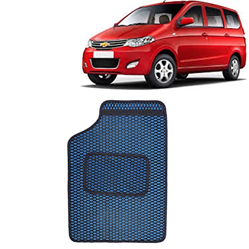 Image of Kingsway Dotted Design Car Floor Foot Mats Universal Fit for Chevrolet Enjoy, Model Year : 2013-2017, Water and Dustproof, Color Blue, Set of 5 Pieces