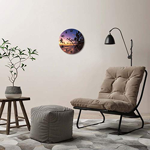 Horloge en Verre Rond 30cm Tulup Ouest sur La Plage Silencieuse