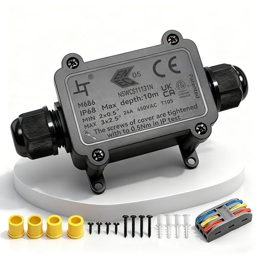 Abzweigdose Verbindungsdose HUYU 2 Wege Junction Box IP68 Wasserdichte Verteilerdose Kabelverbinder Aussen Elektrischer Außenverteilerdose Erdkabel Klemmdose Kabeldurchmesser Ø 5mm-12mm 2 Wege