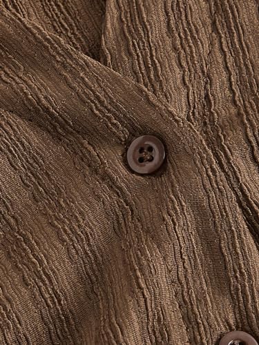 SOLY HUX Women's Button Down T Shirt Collared V Neck Bell Long Sleeve Casual Tops3