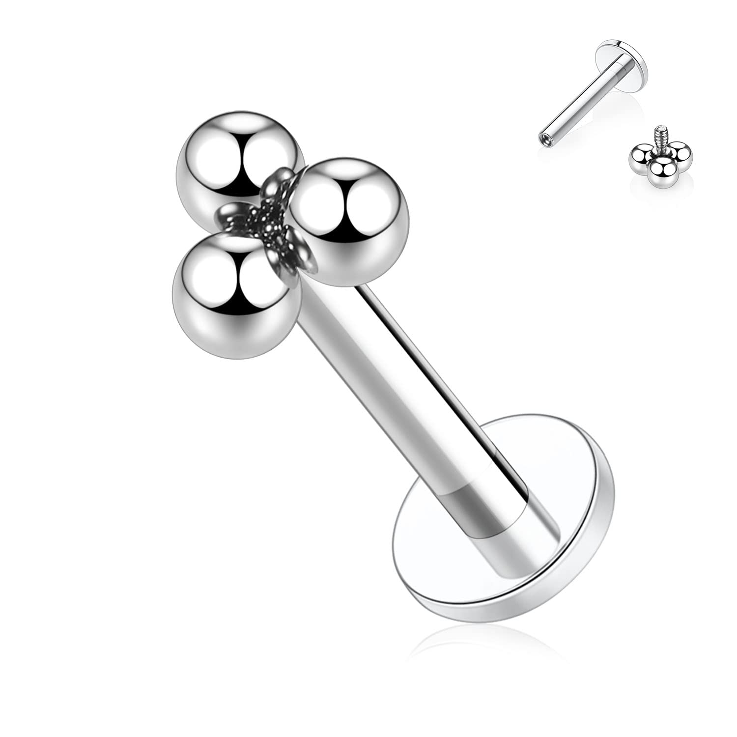 GAGABODYLabret Studs 16g G23 Titanium Earrings16G 6/8/10mm Clear CZ/Opal Titanium Internally Threaded Earrings Labret Monroe Lip Studs Helix Cartilage Tragus Earring Piercing