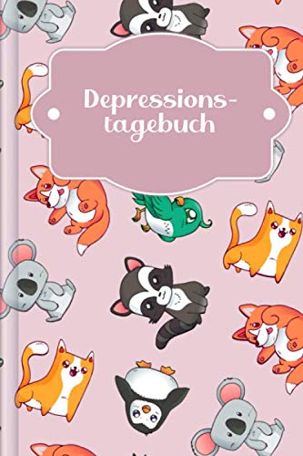 Depressionstagebuch: Journal zum Ausfüllen, um eine Depression oder depressive Phase zu überwinden | Motiv: Rosa Tierwelt