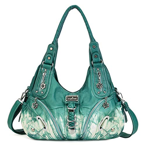 Handbag Hobo Women Bag Roomy Multiple Pockets Street ladies' Shoulder Bag Fashion PU Tote Satchel Bag for Women (11282Z#14BLUE.GREEN)