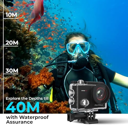 AKASO EK7000 Pro 4K30Fps 20Mp WiFi Action Camera with EIS Ultra Hd Underwater Camera 131Ft Waterproof Camera Remote Control 4X Zoom Support External Microphone-Black (Image - 5)