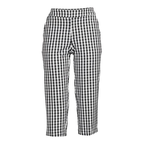 TT Women's Mid Rise Woven Capri Pants Black Gingham Check 16