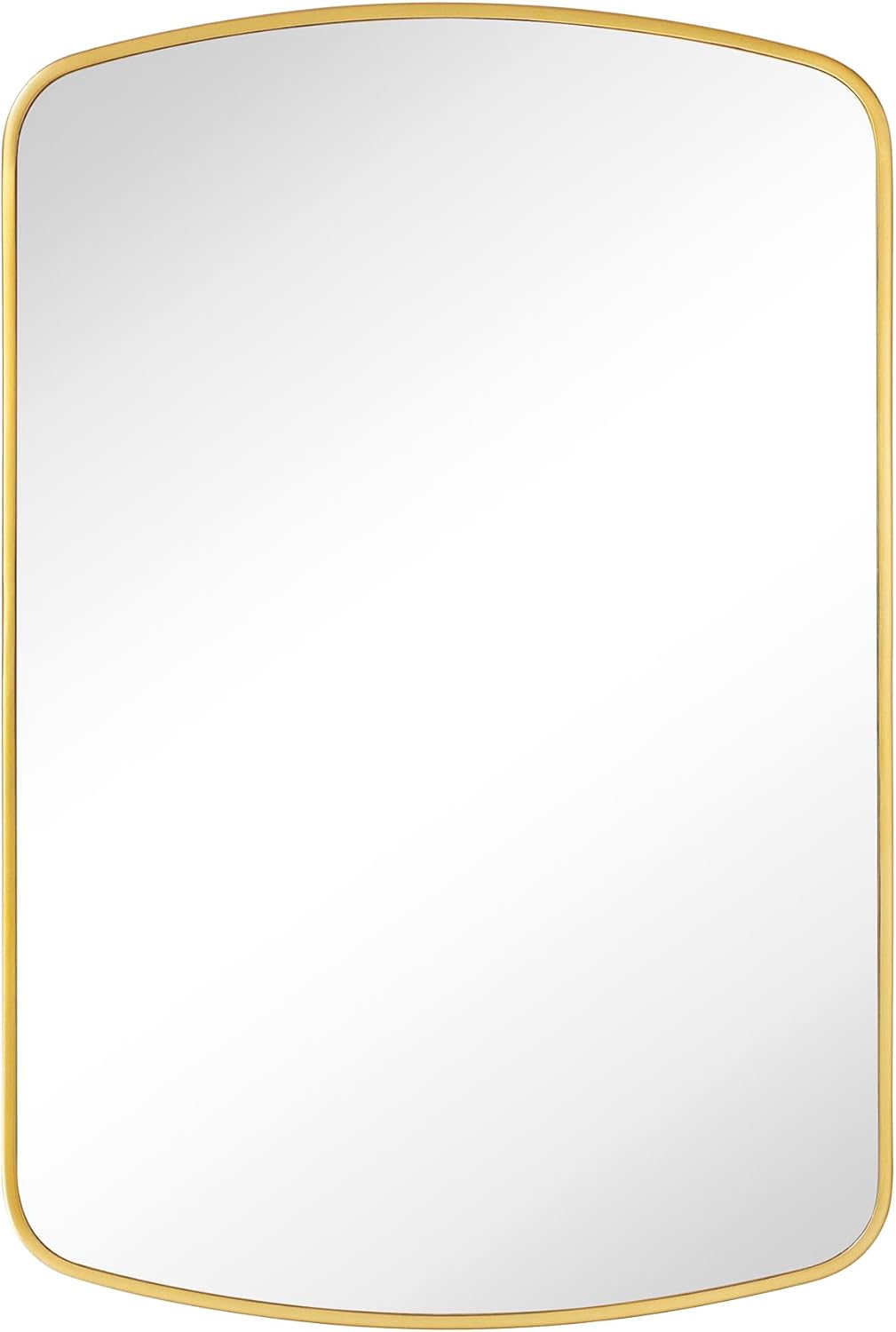 Brushed Gold Arched Recessed and Surface Mount Bathroom Medicine Cabinet with Mirror Metal Framed Rectangular Bathroom Cabinet with 3 Tempered Glass Adjustable Shelves 18x27''