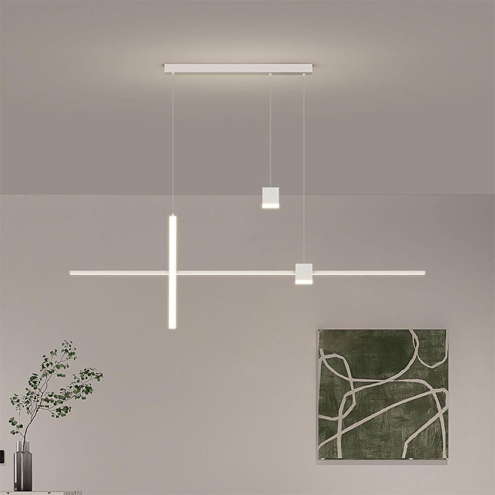KXEcoLife Ceiling Pendant Light Fixture Modern LED Chandelier Hardware Dimmable Hanging Lamp Linear Adjustable Decor for Bedroom Living Dining Room Kitchen