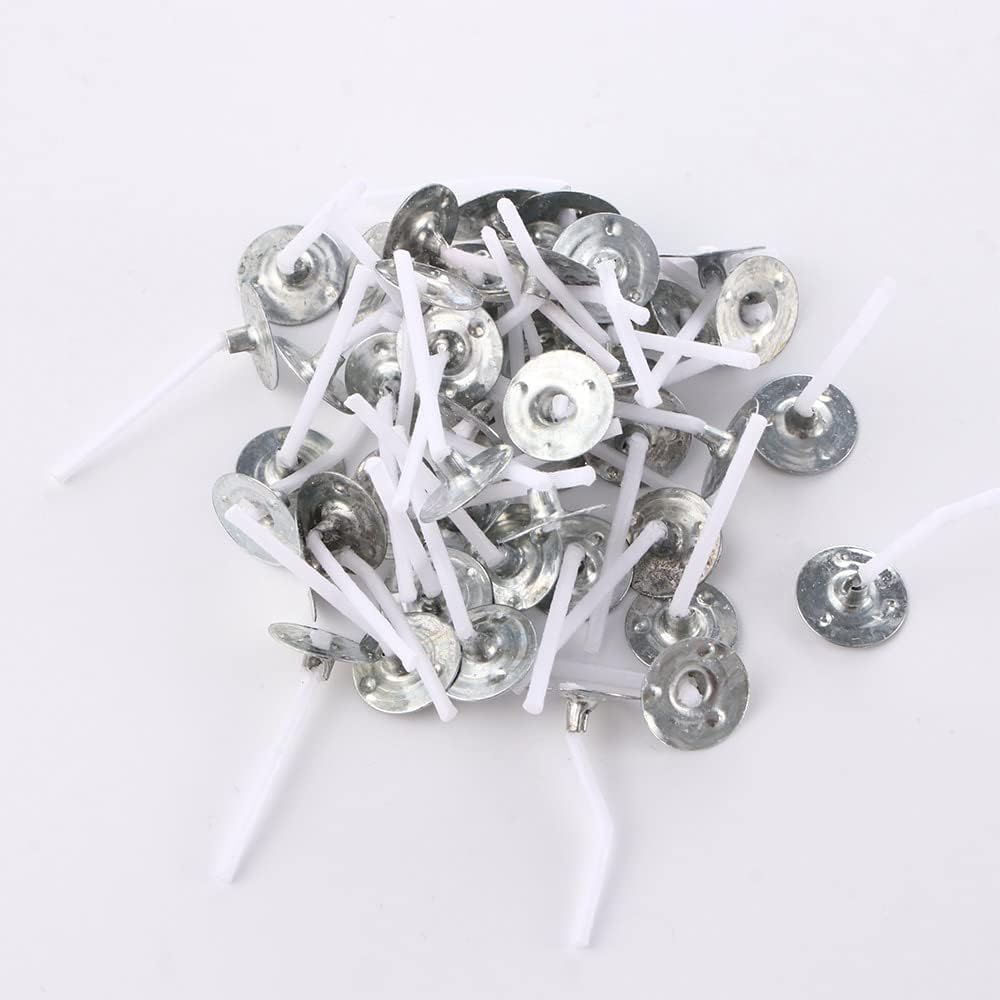 Txuolin White 100 Pcs Candle Wicks 1 Inch Low Smoke Tea Light Wicks Pre-Waxed Wick Tabs For Soy Wax Tealight Making, Pure Cotton Smokeless Candle Making
