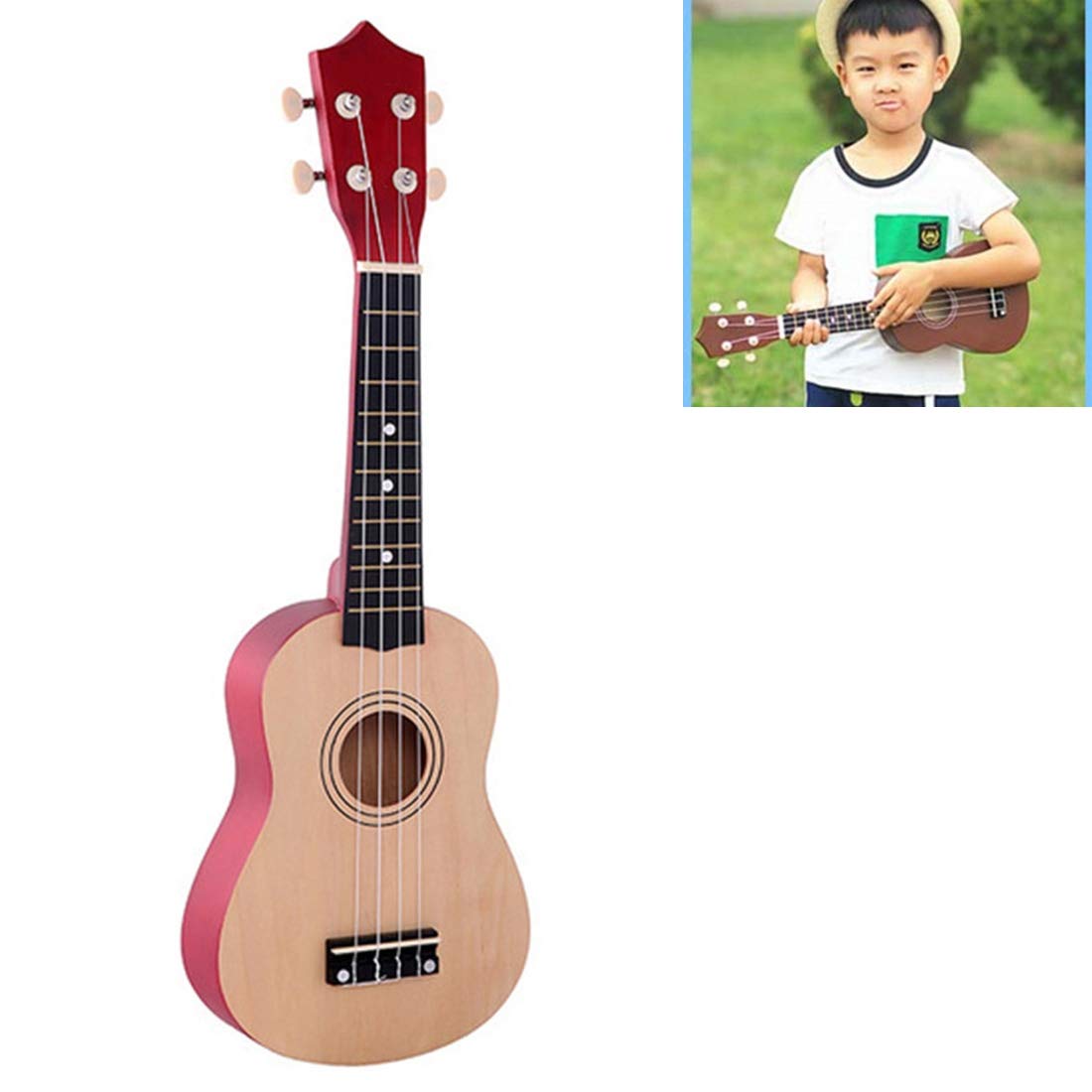 Hanks' shop HM100 53 cm ukulele lipowe dla dzieci melodyjny instrument oświeceniający (czarny) (kolor: khaki)
