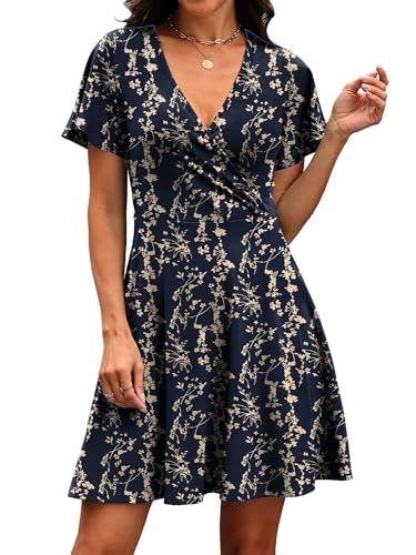 Image of RUMIA Women Casual Dresses Wrap V Neck Dress A-Line Summer Sundress Fashion