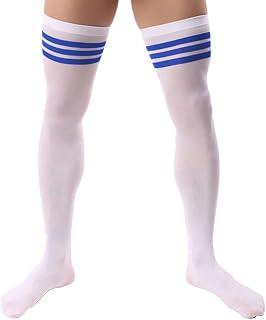 Men’s Sissy Thigh High Socks Over Knee Stockings Femboy Crossdresser Striped Long Sockings Clothes for Men