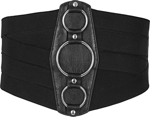 BlackButterfly 7 Inch Wide Lattice Corset Waspie Elastic Waist Belt (Black, US 10 - 12)