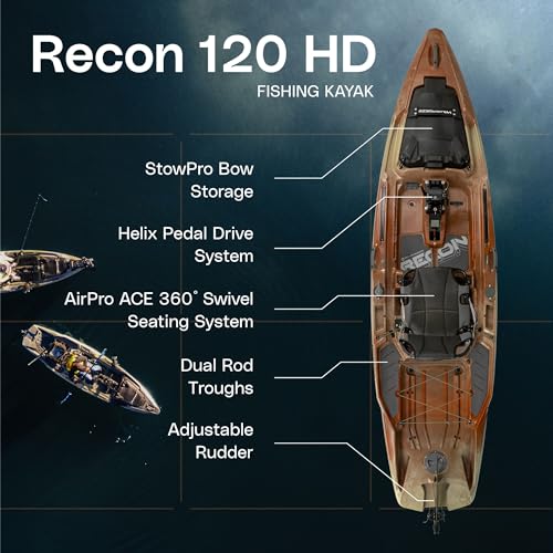 Wilderness Systems Recon 120 HD - Sit on Top Fishing Kayak - 360 Degree ACES seat & Helix PD™ Pedal Drive System - 12 ft - Image 4