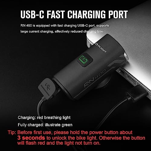 image for OLIGHT RN 400 LED Bike Lights, 400 Lumens USB Type-C Rechargeable Fron