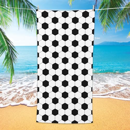 Bonsai Tree Football Beach Towel, Black White Microfiber Bath Towel for Women, Sand Free Quick Dry...